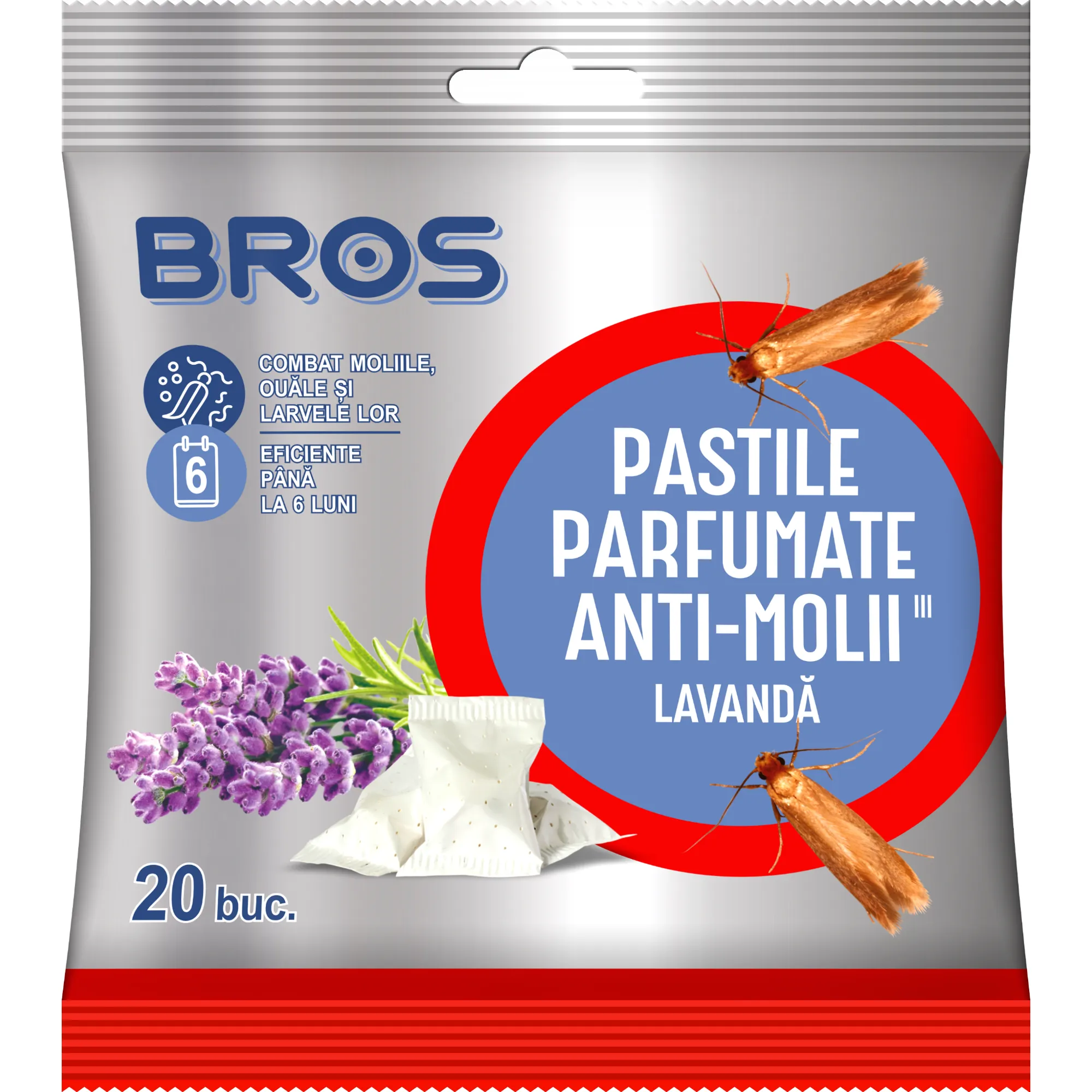 BROS Pastile parfumate anti-molii, lavandă, 20 bucăți