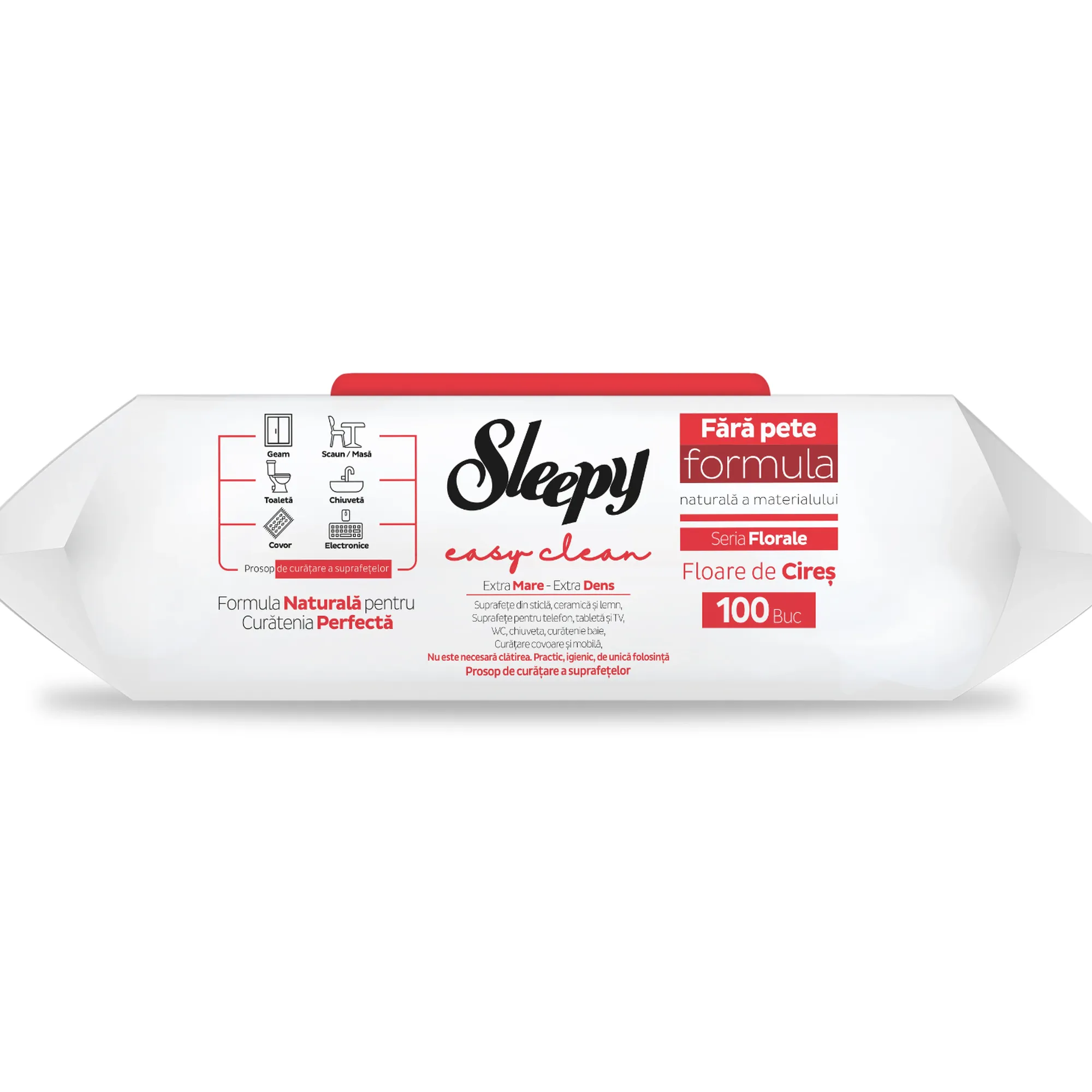 Șervețele umede Sleepy Easy Clean Cherry Blossom multisuprafețe, 100 bucăți