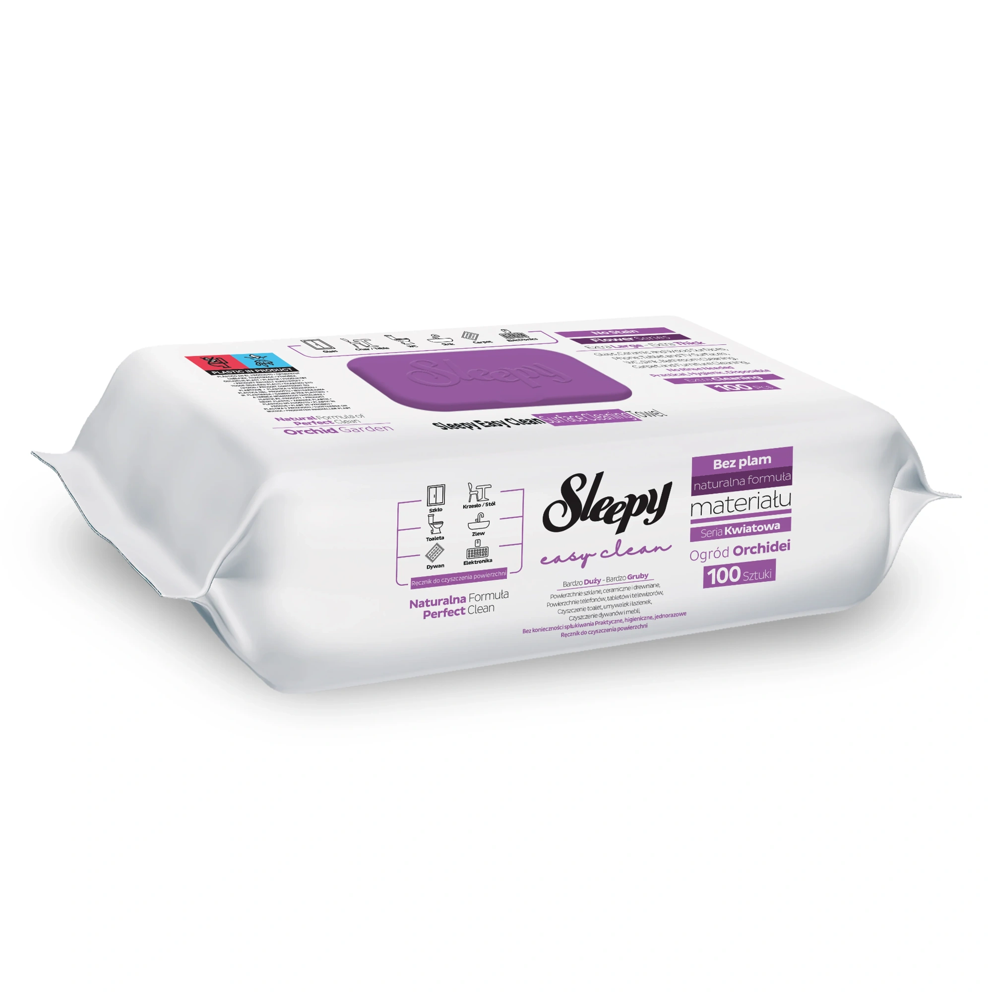 Șervețele umede Sleepy Easy Clean Orchid Garden multisuprafețe, 100 bucăți
